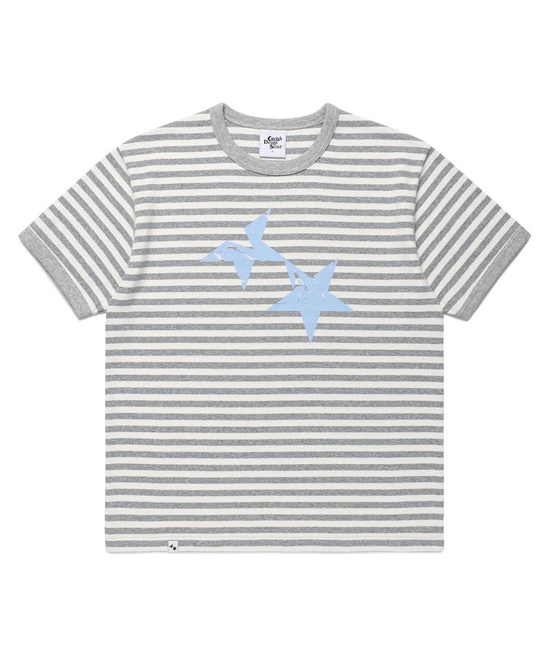 cavish（カビシ）の「STRIPED TWIN STAR RINGER SS TEE LIGHT GREY(CV2GMUT505A)（Tops）」