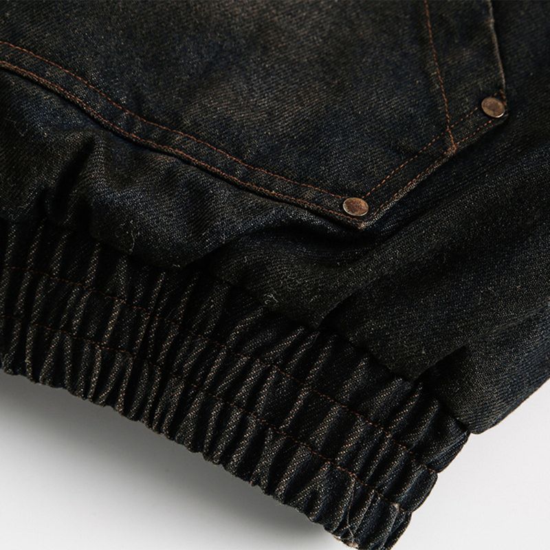 D quilted hooded denim fur cropped padded jacket