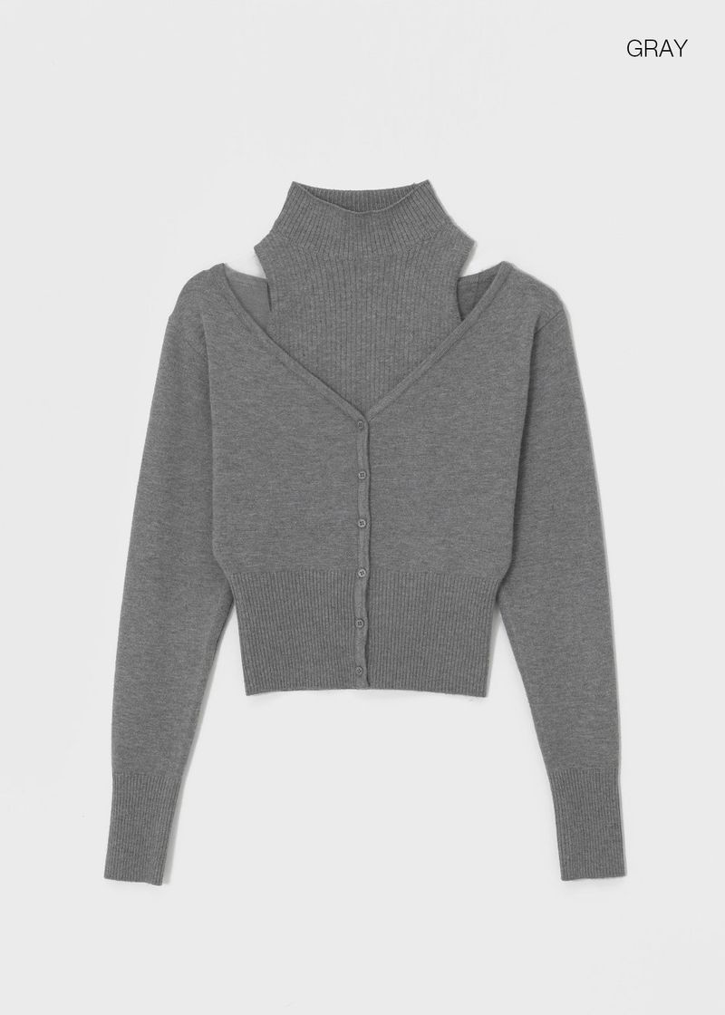 [MADE] PET SET - Knitwear cardigan, turtleneck