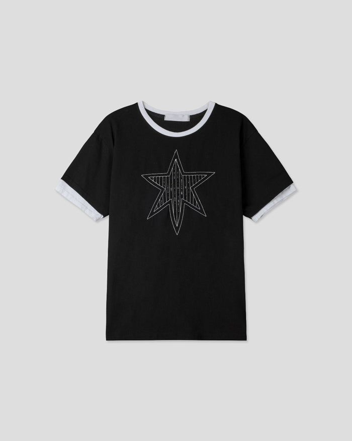 (UNISEX) Cutting Star Double Sleeve Tee