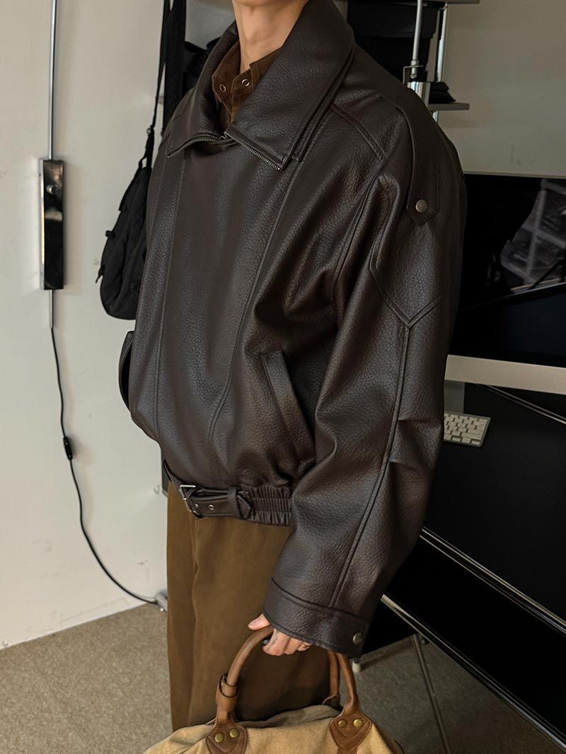 ASCLO Saint Double Collar Leather Jacket (2color)