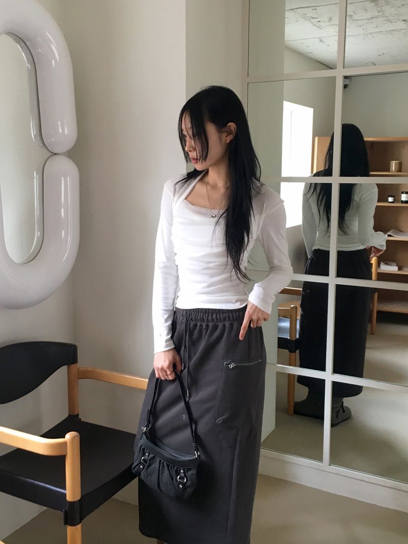 【裏毛】ニックジッパービスケットポケットジュリロングスカート