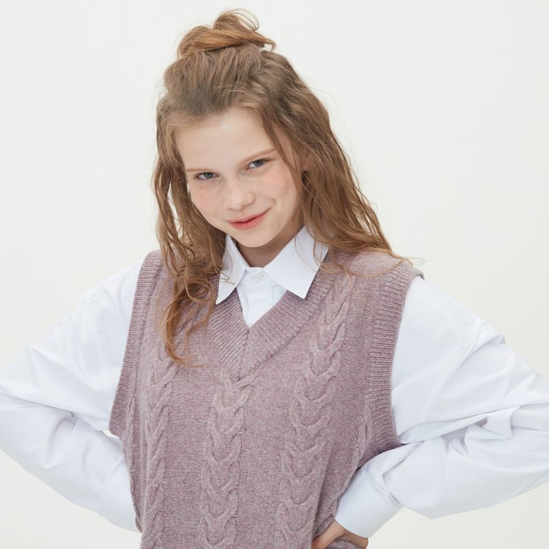 CABLE KNIT VEST_PURPLE