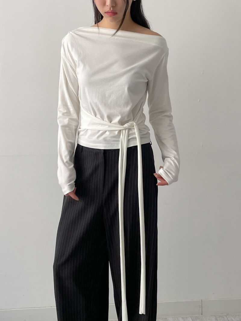 INCHANT ME(インチャントミー)の「Boat Neck Shirring Wrap T-Shirt(Tops)」
