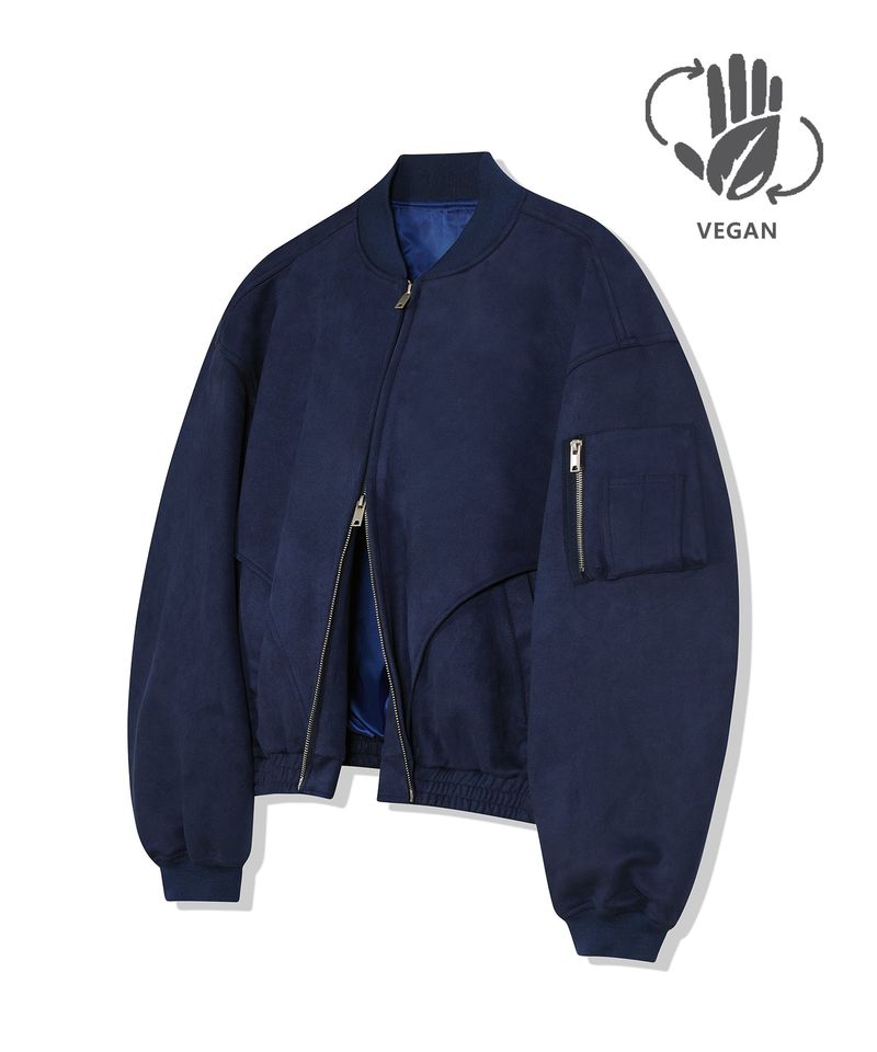 standard error（スタンダードエラー）の「87-STAN027 [Vegan Suede] Curved Layer Bomber Suede Jacket Navy（Jackets/Outerwear）」
