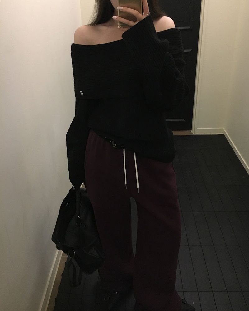 [ORIGINAL] DARE Off-Shoulder Rib Knit