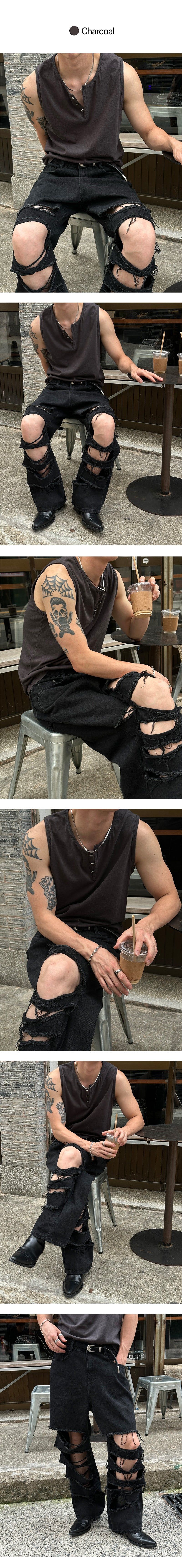 [S/S] Button henry neck sleeveless (3color)