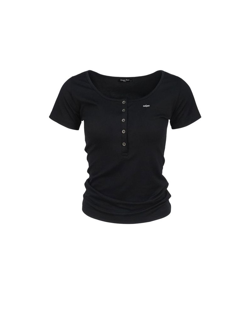 Metal Triclipse Henley Neck T-shirt Black