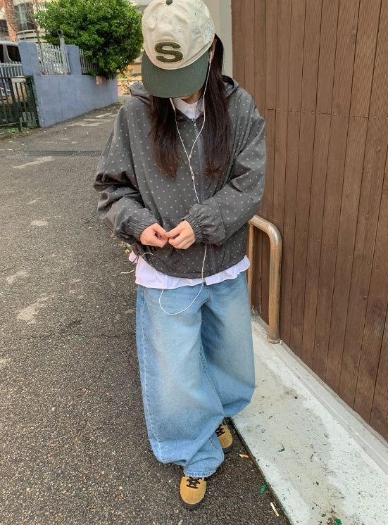 Nihin Washing Denim Wide Pants