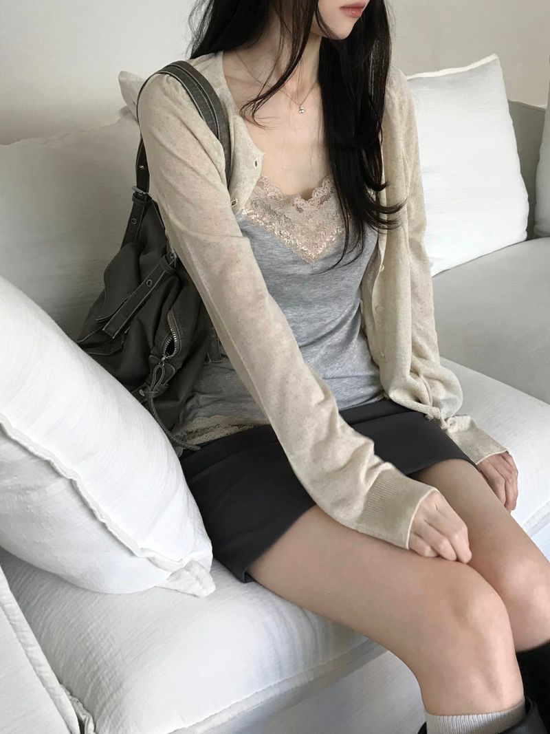 Slash linen round cardigan (4 colors)