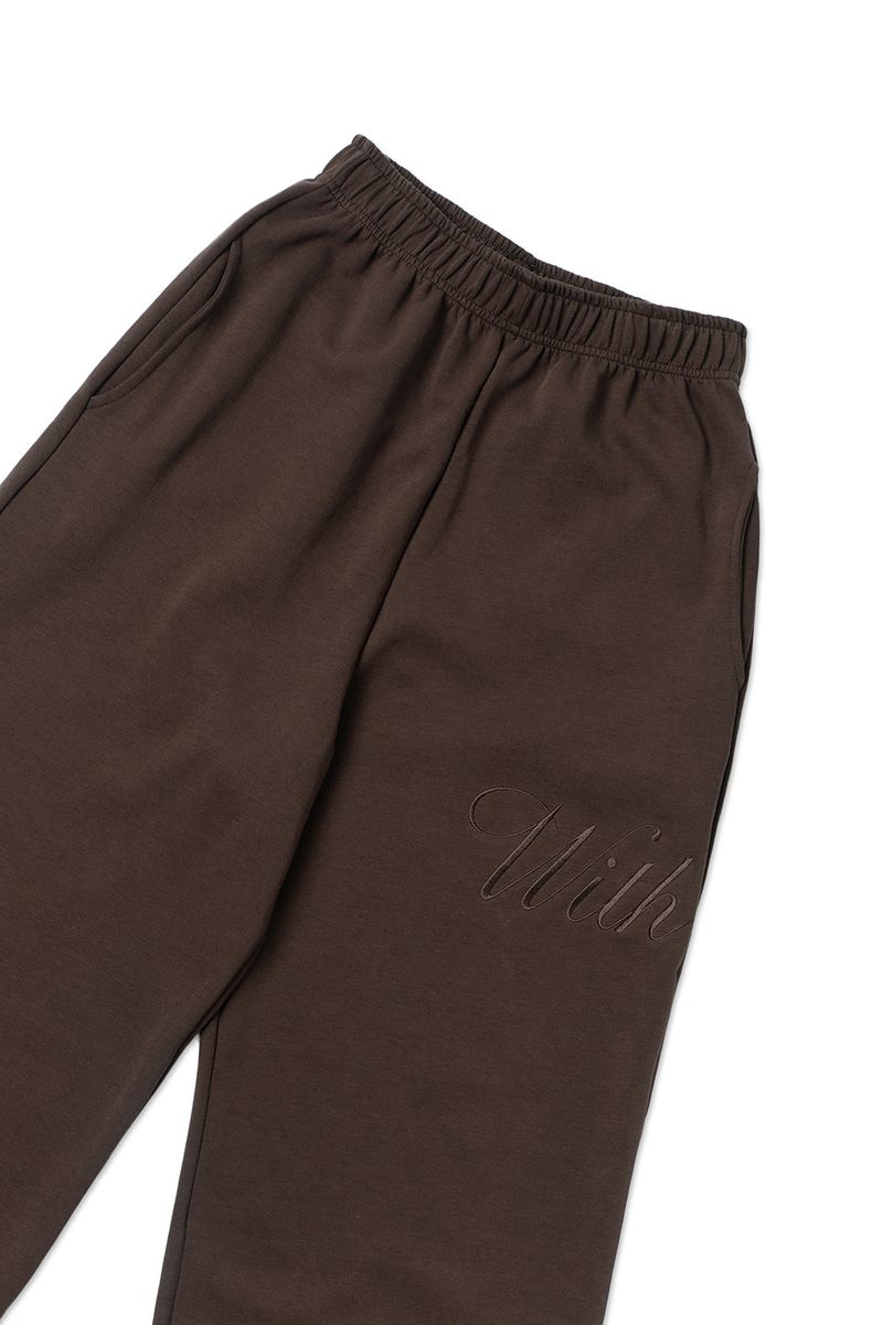Lettering sweat pants_brown