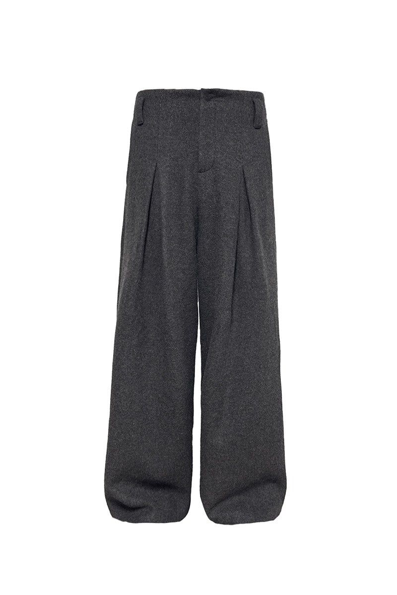 Pleated Wool Twill Trousers
