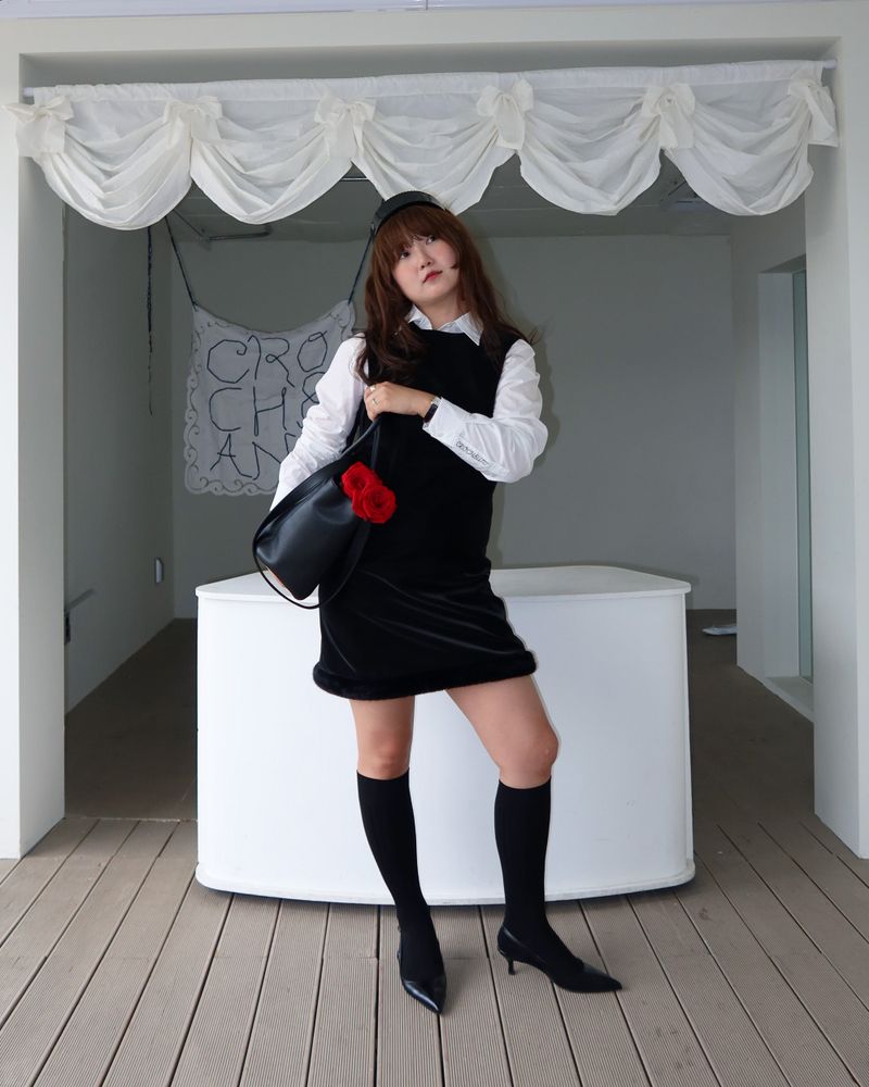 Black velvet dress
