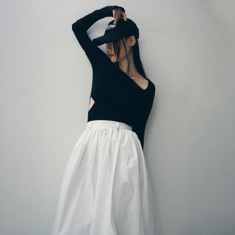 SLIT MIDI SKIRT(WHITE)