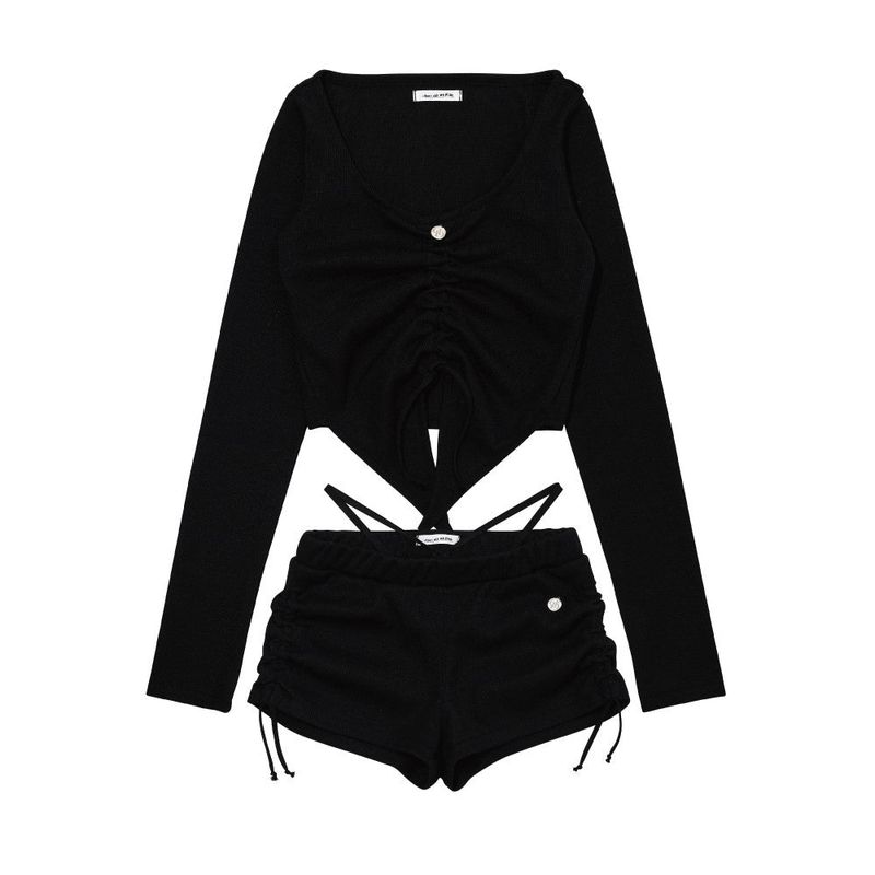 LILY SHIRRING STRING TOP_OATMEL
