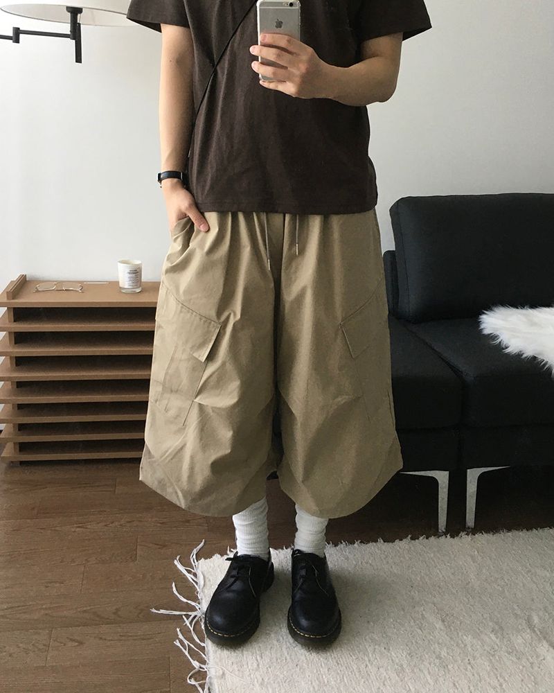 Solid Cargo Bermuda Pants