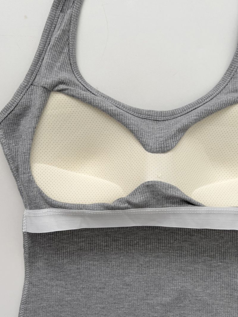 Basic Halter Neck Ribbed Bra Top