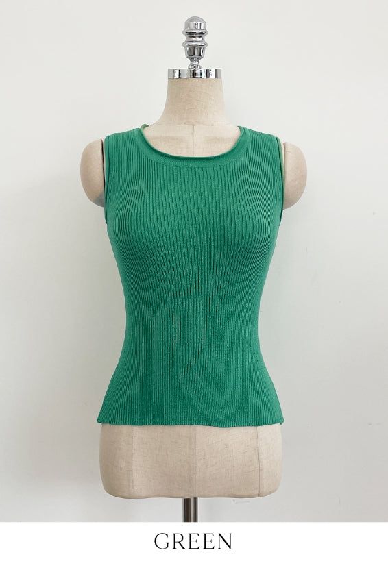 Rehel Square Neck Ribbed Knit Sleeveless