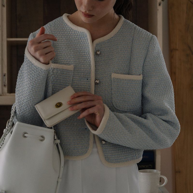 Coloration Tweed Jacket - Sky blue