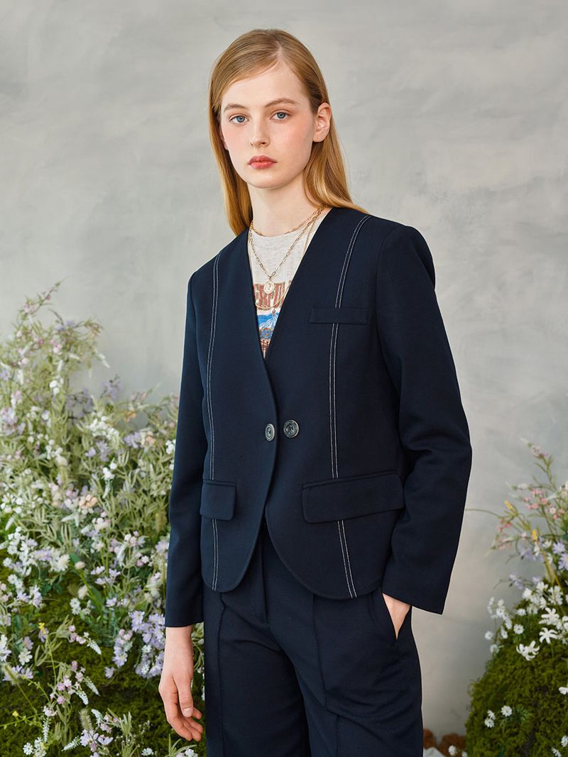 Line No-collar Jacket (2colors)