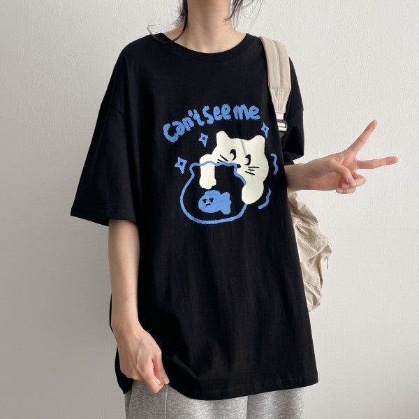 hijjoo（ハイチュー）の「Fish Cat Short Sleeve Tee (3 colors)（Tops）」