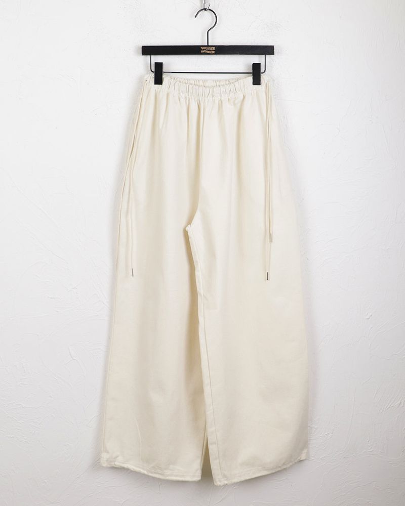 Sunt side ribbon string cotton banding long wide pants