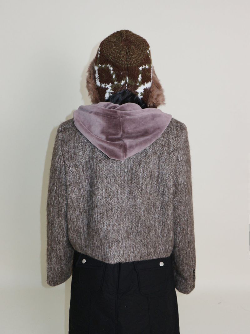 Linda Brush Mohair Crop Long Sleeve Jacket