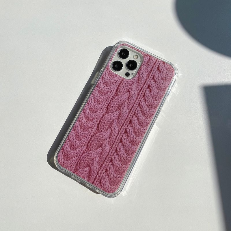 CABLE KNIT HARD JELL CASE_PINK