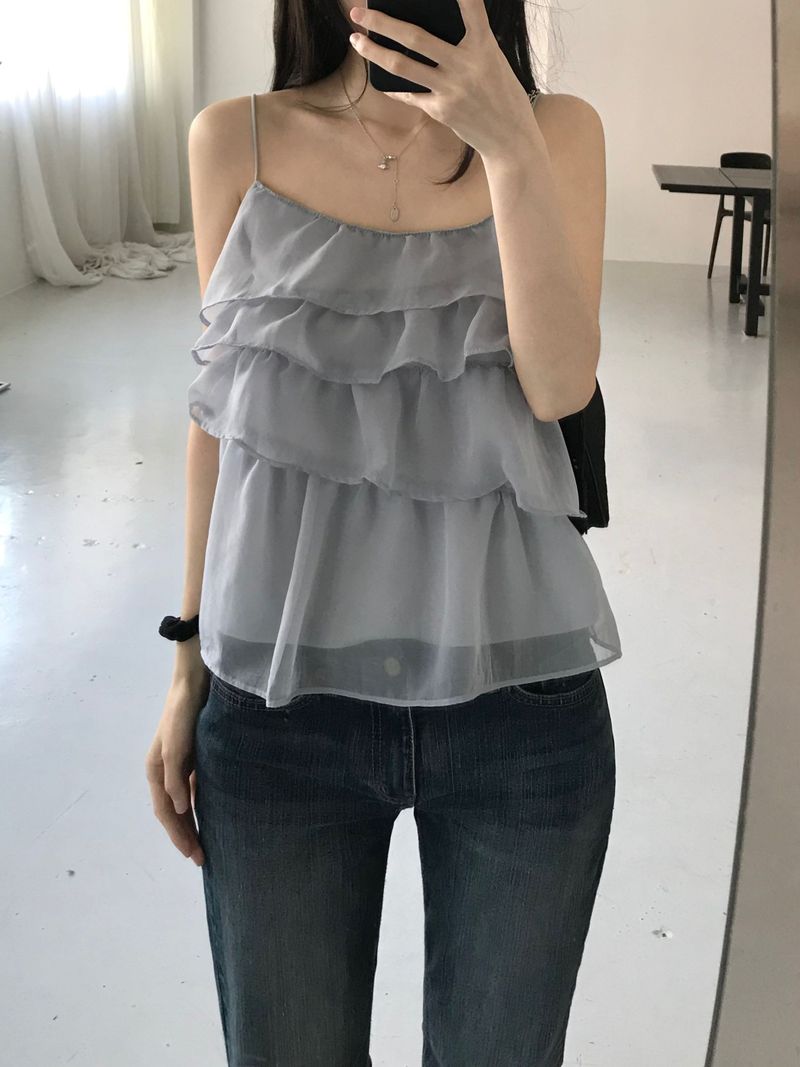 See-through frill bustier (2 colors)