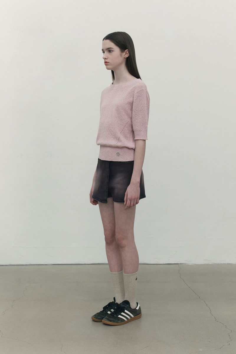 COLLECTION HALF SLEEVE CROP KNIT [PINK]