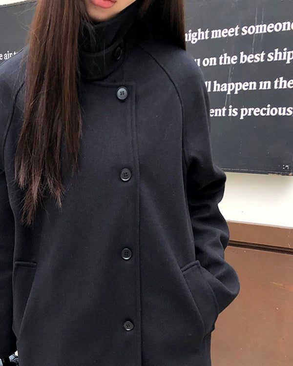 Muchi Balmacaan Oversized Wool Midi Coat