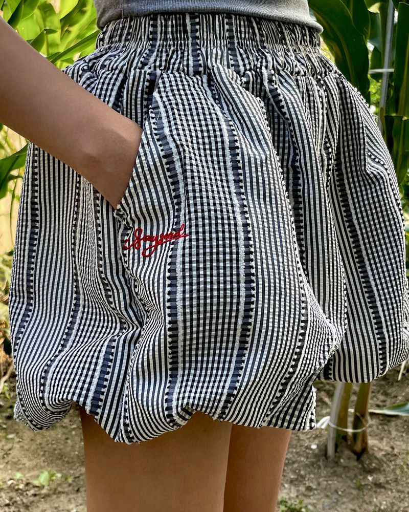 MULTI PATTERN BALLOON PANTS BLACK (SHORT FIT)