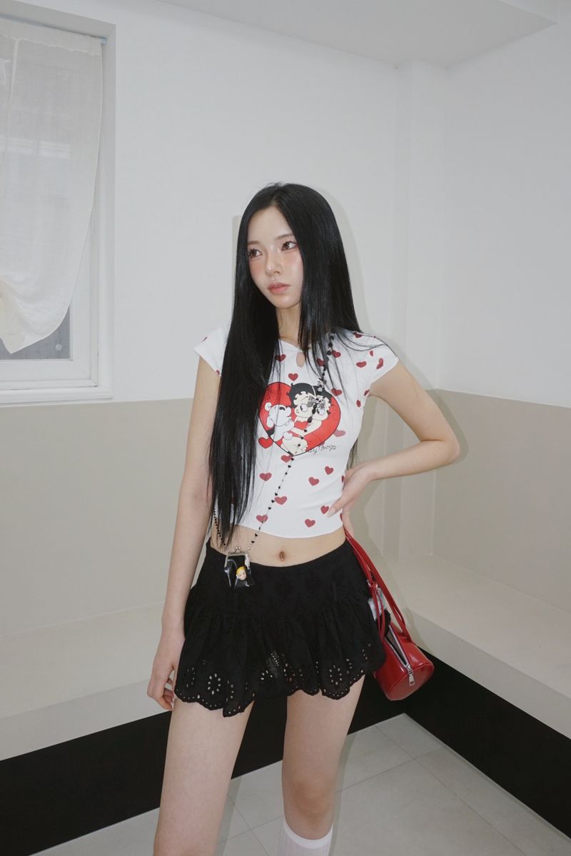 Black Lady Punching Mini Skirt