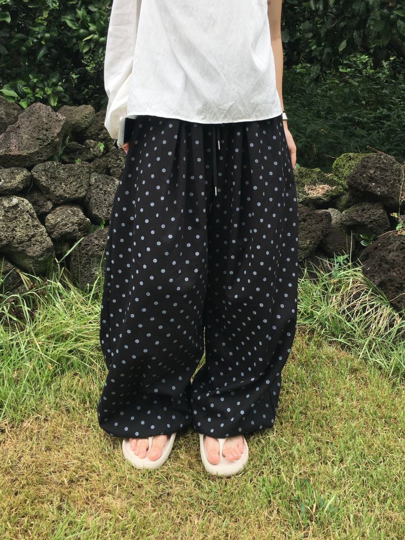 Polka Dot Wide Balloon Pants (2c)