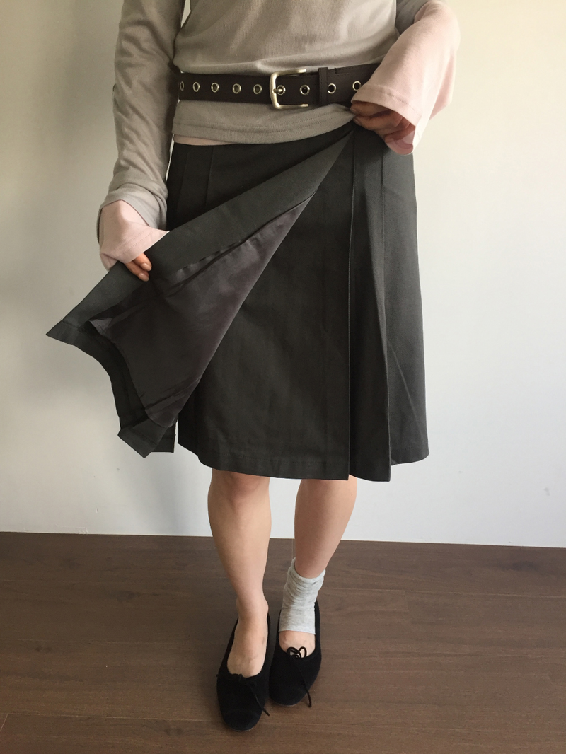 Fold wrap midi skirt (2color)