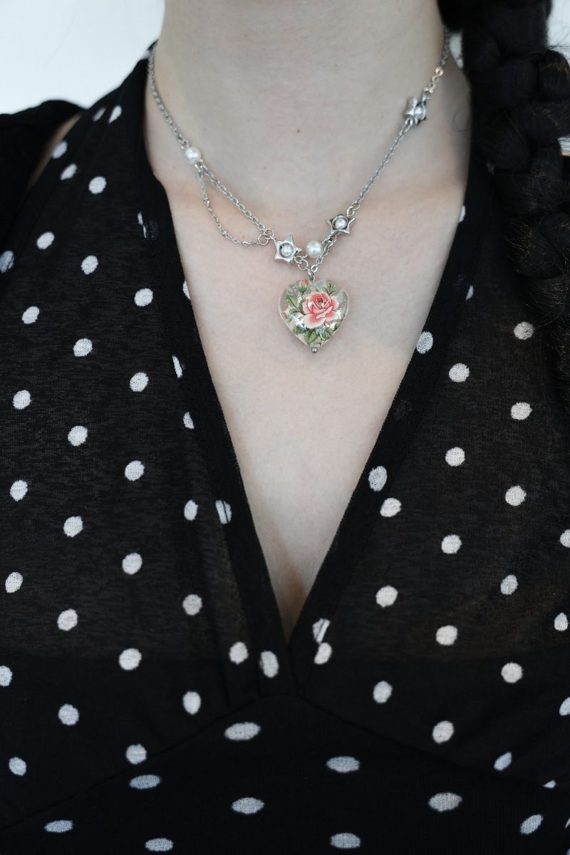 Flower love star necklace (Clear/Blue)