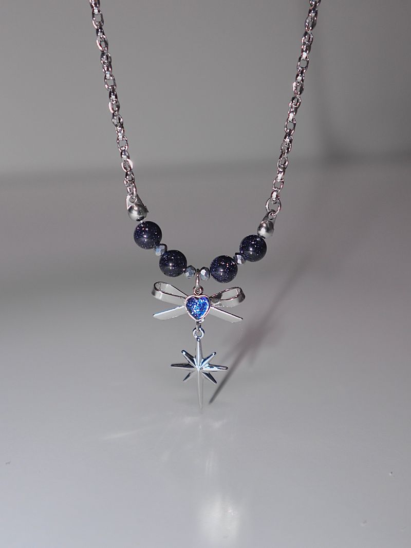 purple starlight heart ribbon necklace