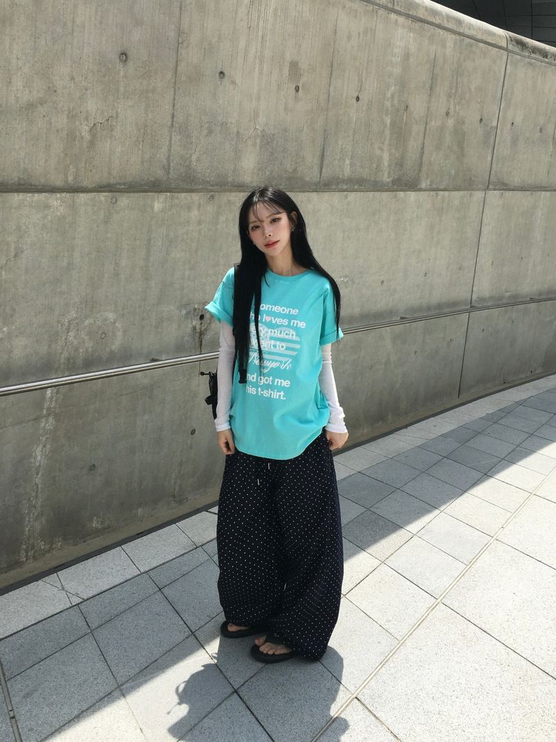 Peach see-through layered T-shirt (11c)