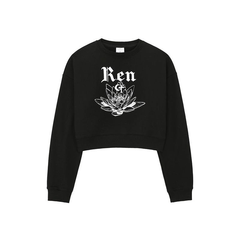 0 9 Ren crop sweatshirt - BLACK