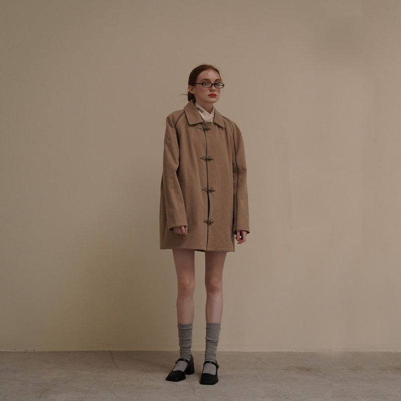 Beige Trench Half Coat