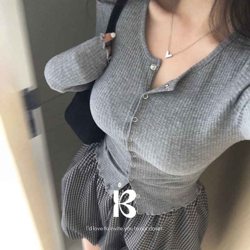 Slim Button Long Sleeve Cardigan