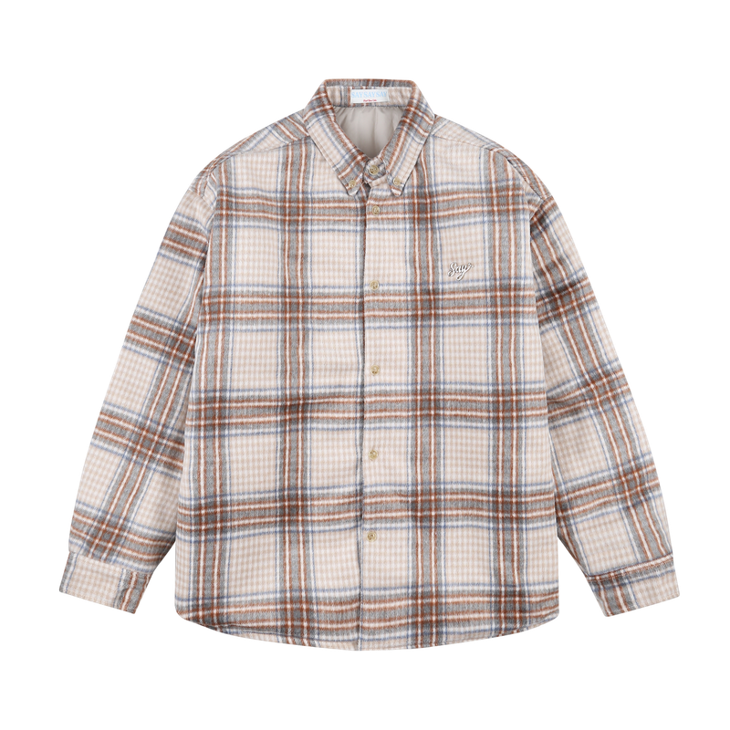 WOOL CHECK PUFFER SHIRTS