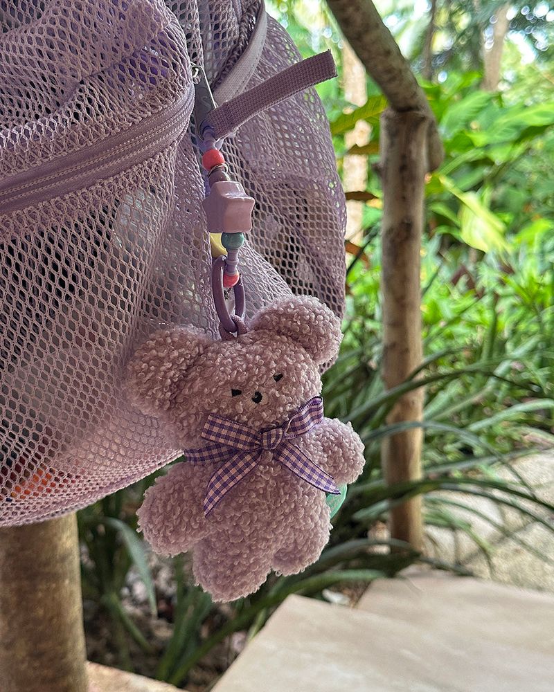 Frosted teddy bear part strap keyring