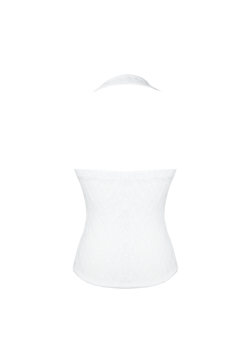 [Gerbera] Halter layered sleeveless (Black/White)