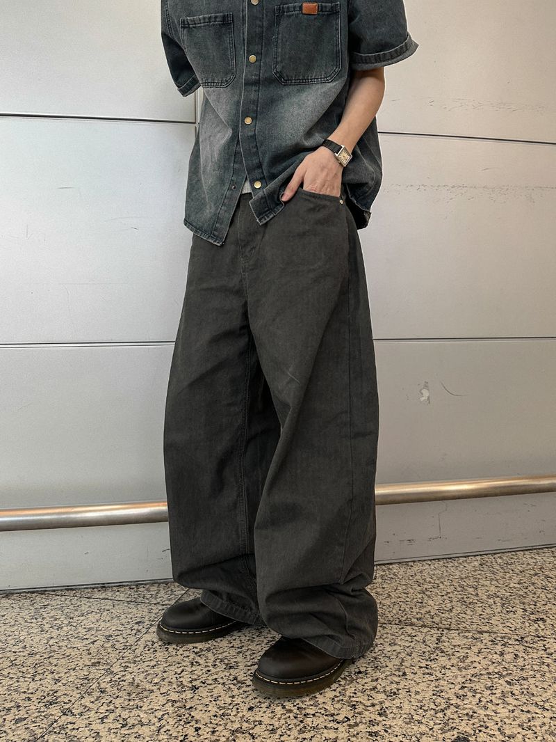 Log Herringbone Balloon Wide Pants