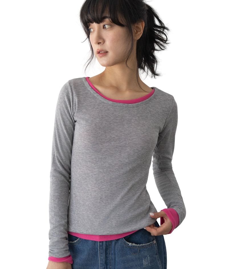 Duo U-Neck Long Sleeve T-Shirt