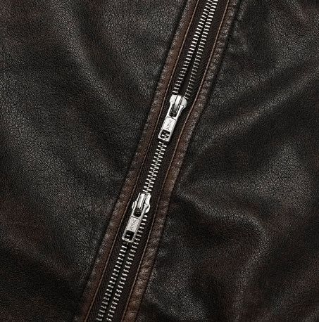 Pond cut washing two-way leather jacket