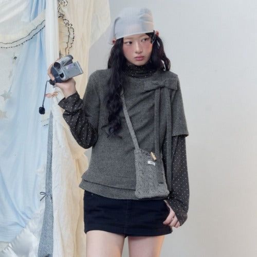 La mode MAQI（ラ モード マキ）の「Grunge Layered Polka Dot Sweatshirt（Tops）」