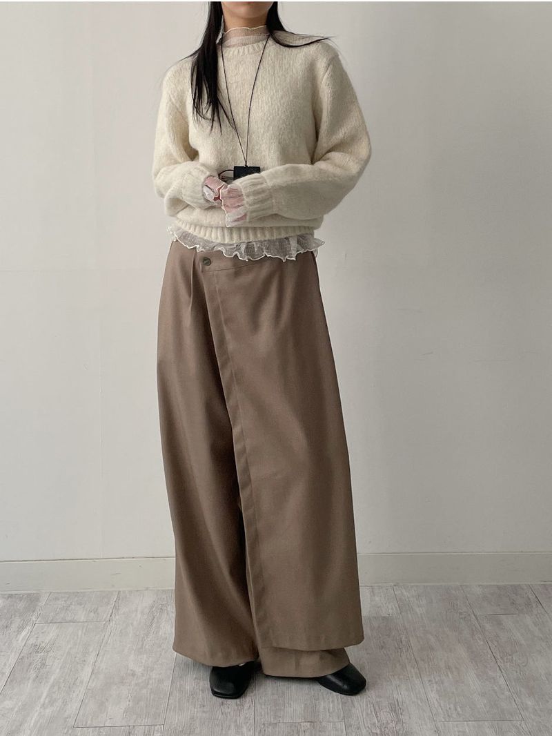 Frilled See-Through Layered Knit