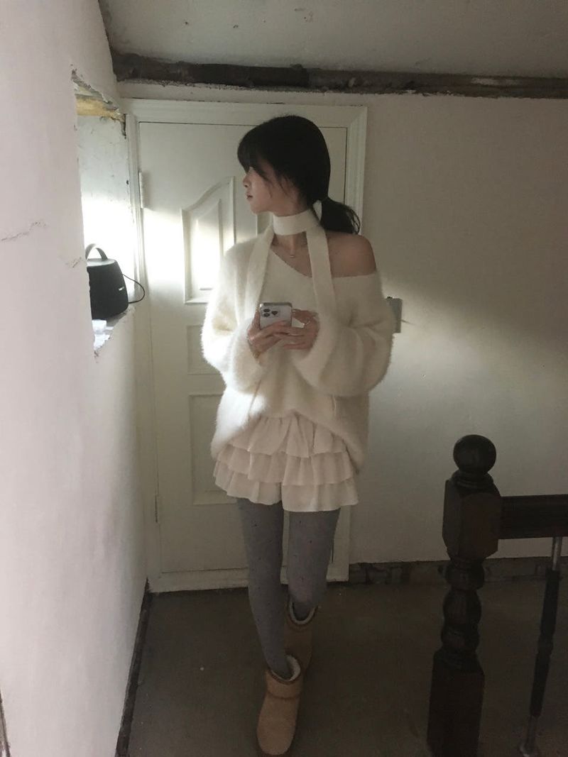 Fur V-neck muffler set